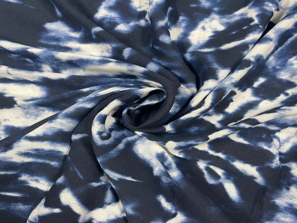 Navy Blue Tie and Dye Printed Cotton Fabric