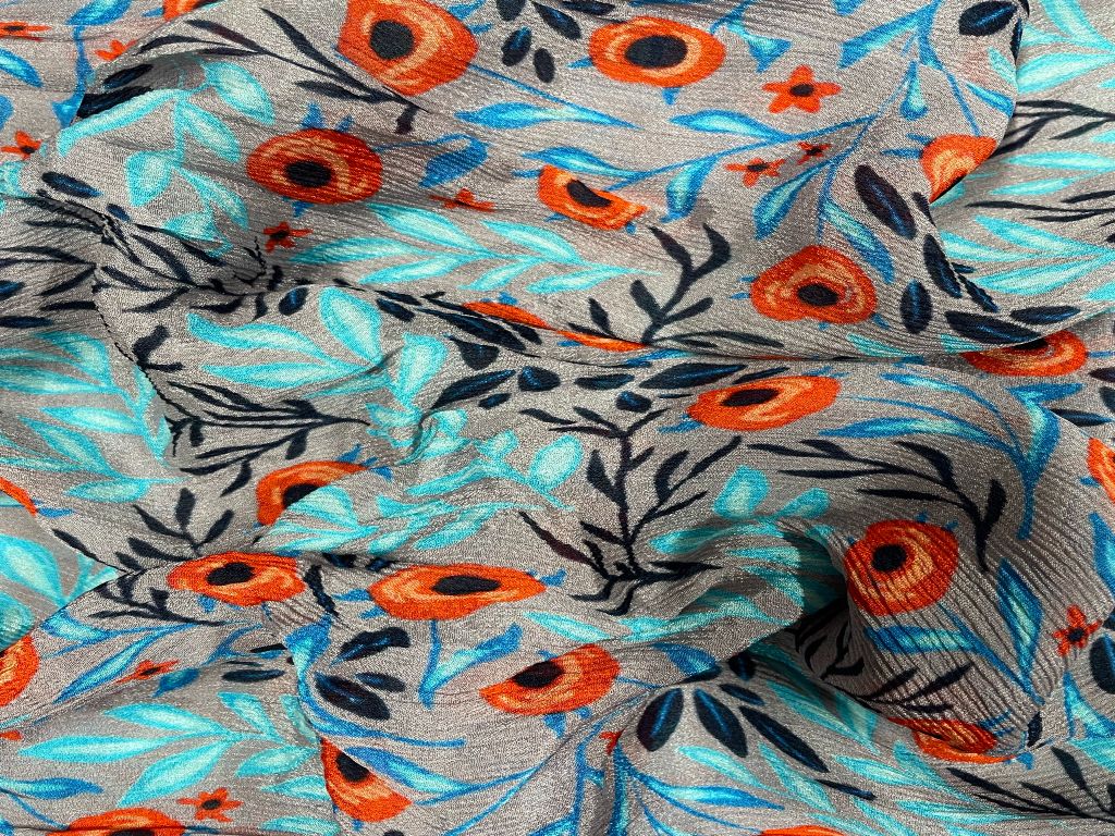 Multicolor Floral Chiffon Fabric - Kapda Shop