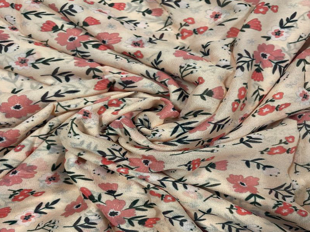 Light Pink Floral Georgette Fabric - Kapda Shop