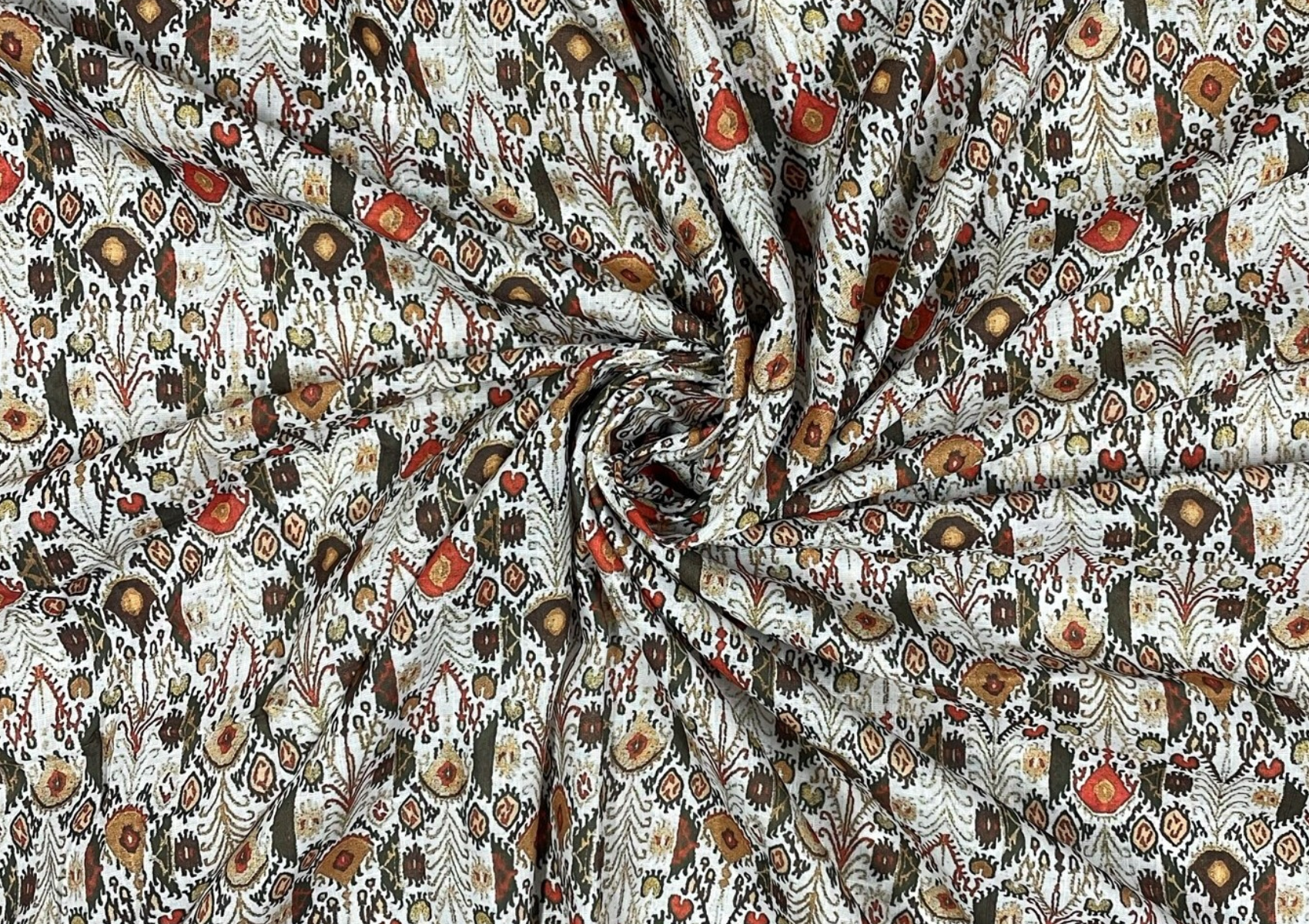 Multicolour Floral Printed Slub Cotton Linen Fabric - Kapda Shop