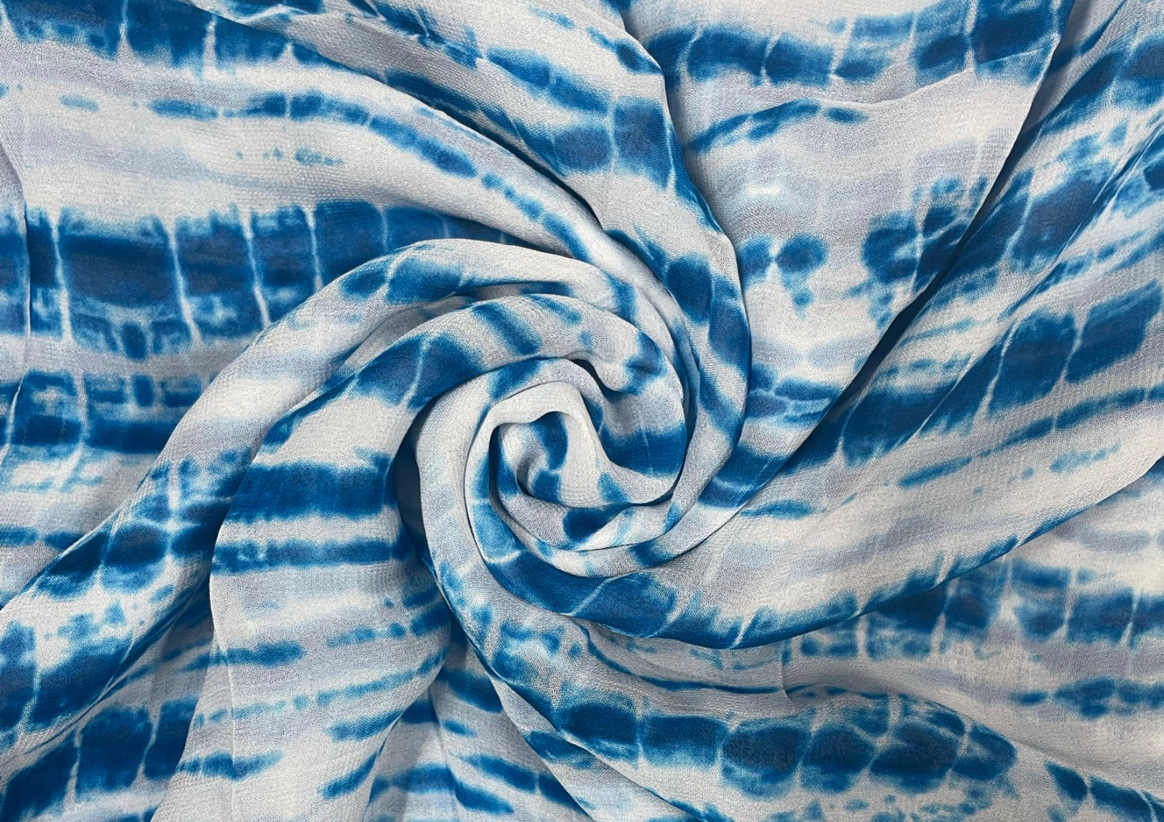 White & Blue Abstract Georgette Fabric - Kapda Shop