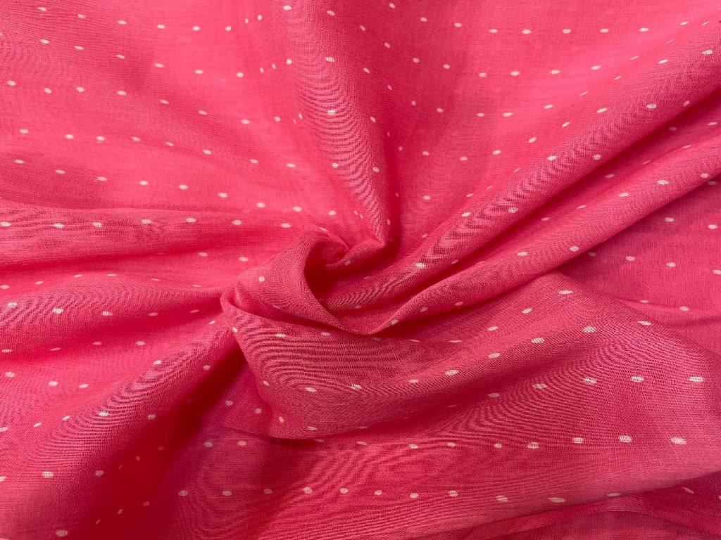 Pink Printed Cotton Mul Fabric - Kapda Shop