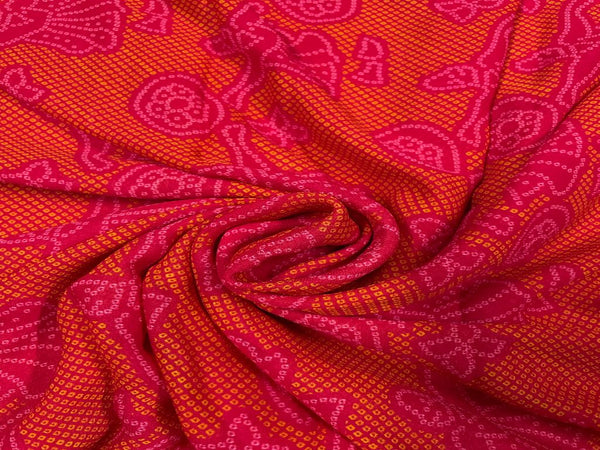 Pink & Orange Georgette Fabric