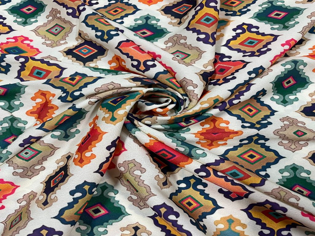 Geometric Printed Crepe Fabric