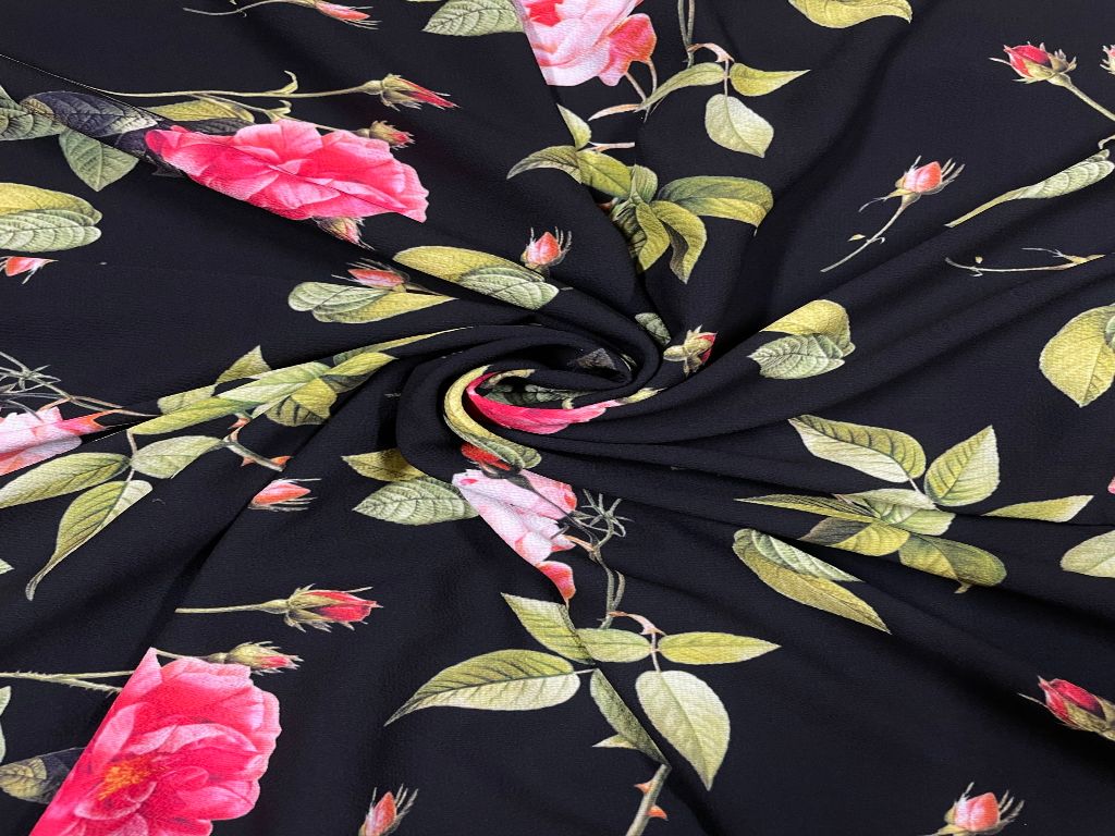 Printed black Georgette Fabric