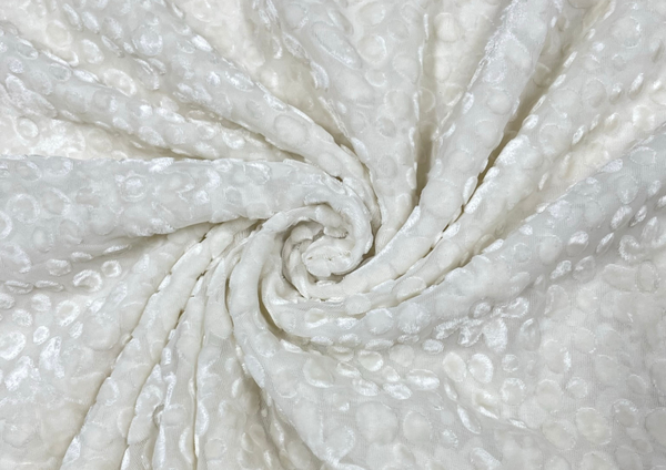 White Floral Dyeable Brasso Velvet Fabric