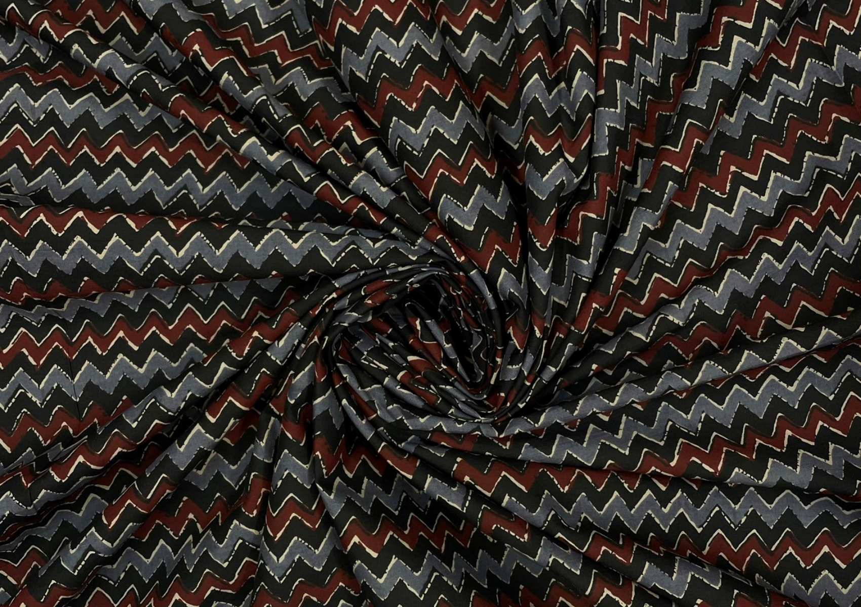 Multicolor Chevron Printed Cotton Cambric Fabric - Kapda Shop