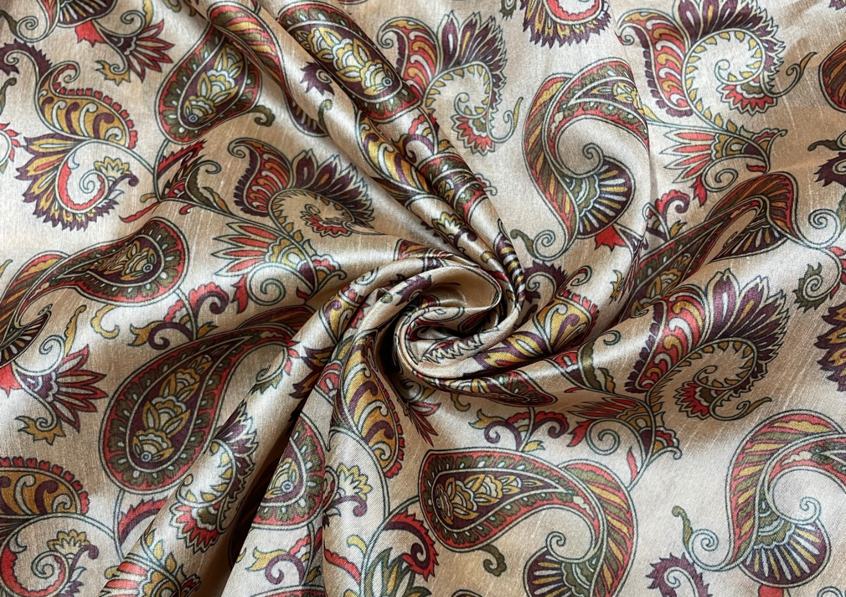 Beige Floral Printed Semi Tussar Fabric - Kapda Shop