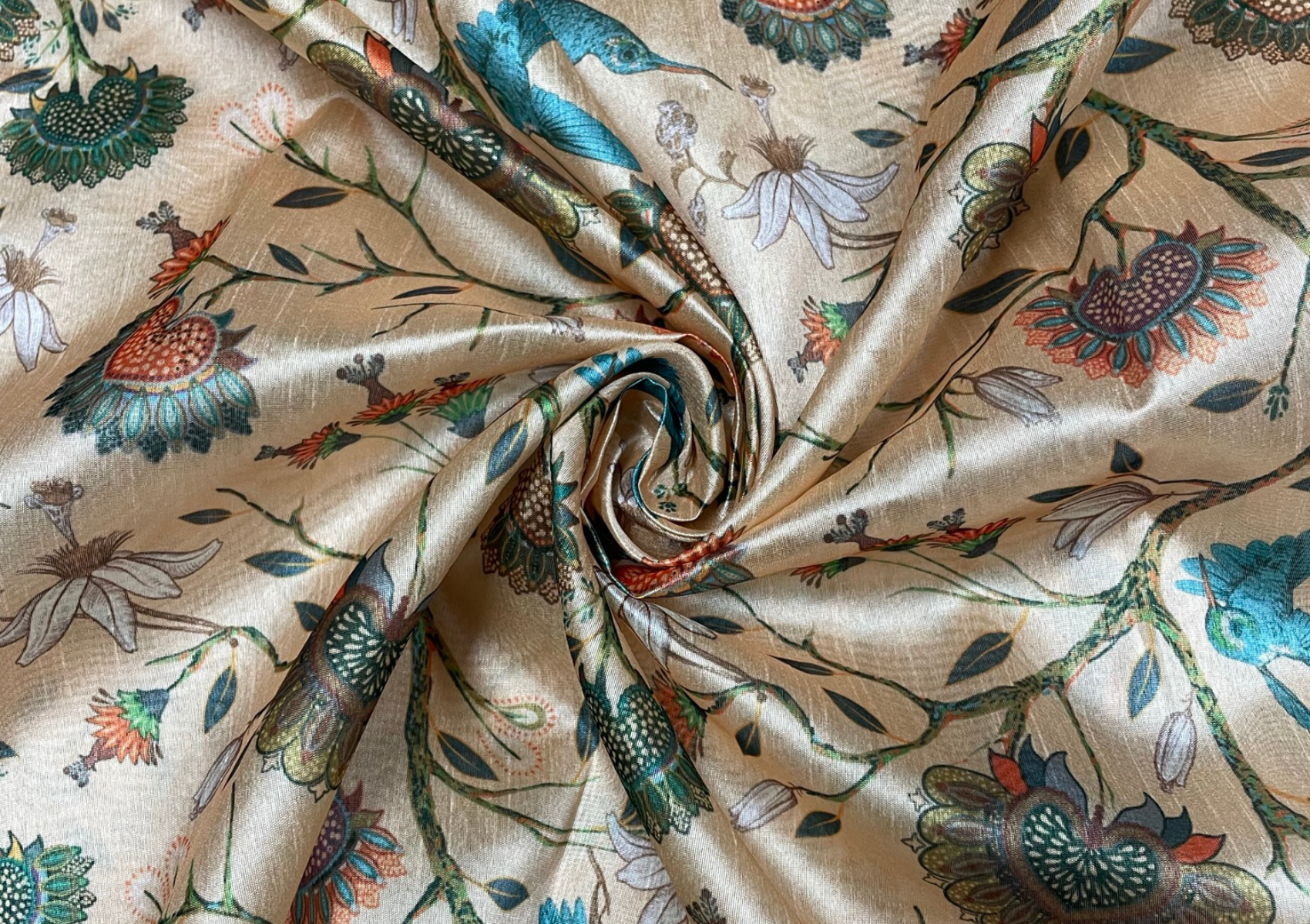 Multicolour Floral Tussar Fabric - Kapda Shop