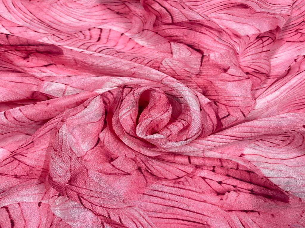 Pink Abstract Chiffon Fabric - Kapda Shop