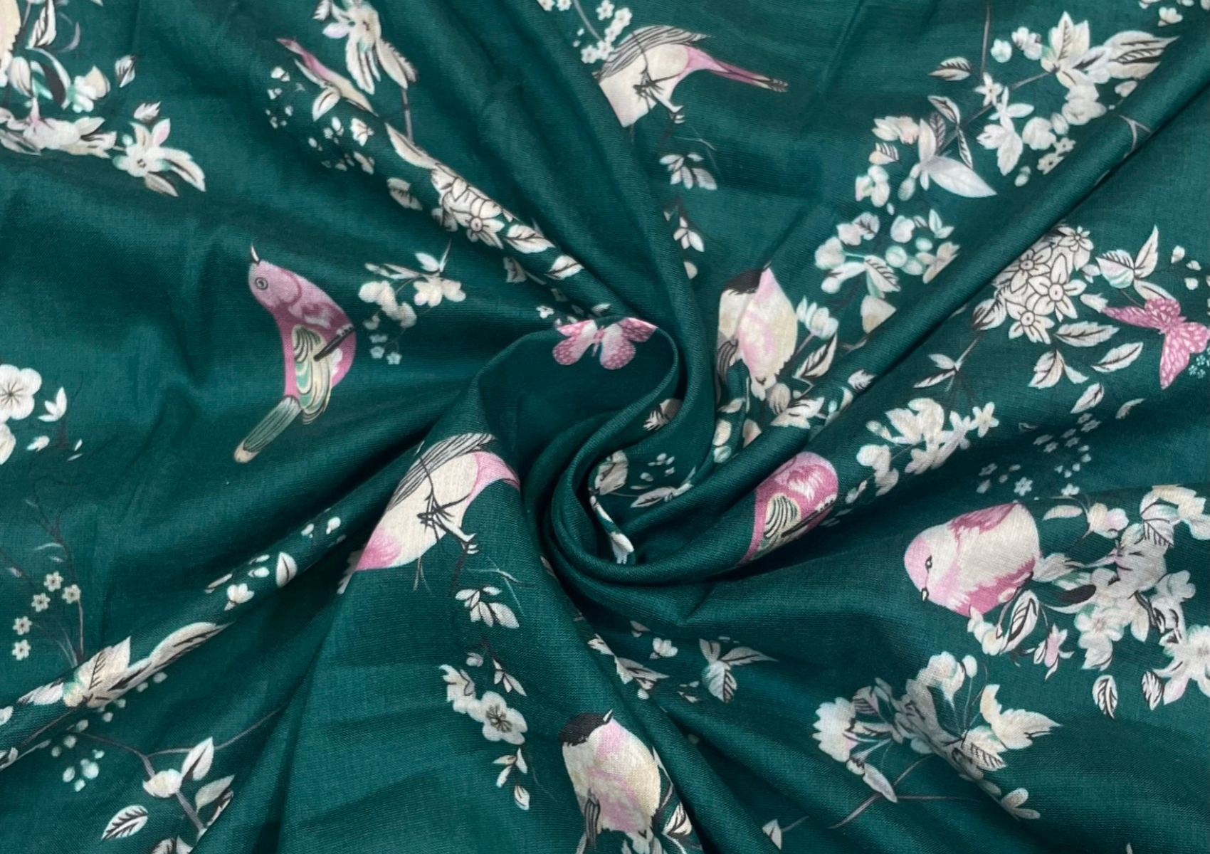 Dark Green Quirky Pure Chanderi Fabric - Kapda Shop