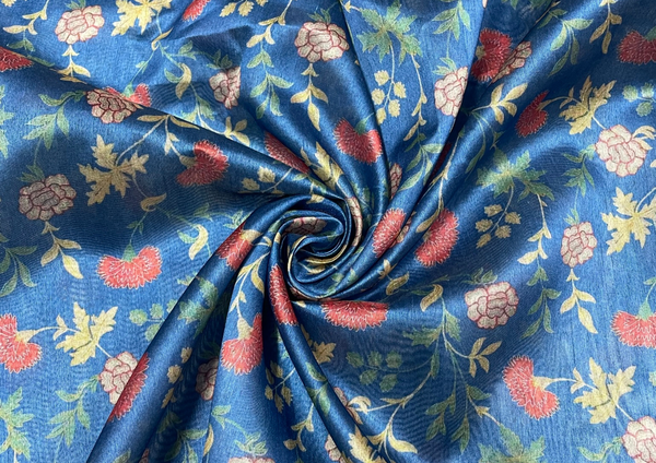 Multicolour Floral Tussar Fabric