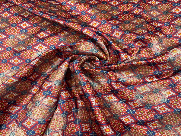 Multicolor Traditional Semi Brocade Viscose Fabric