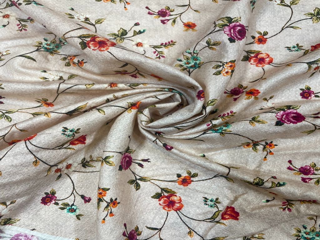 Floral Printed Dobby Silk Fabric