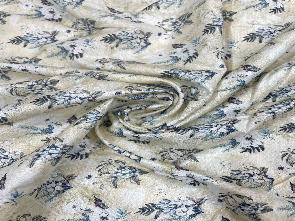 Printed Dobby Katan Silk Fabric