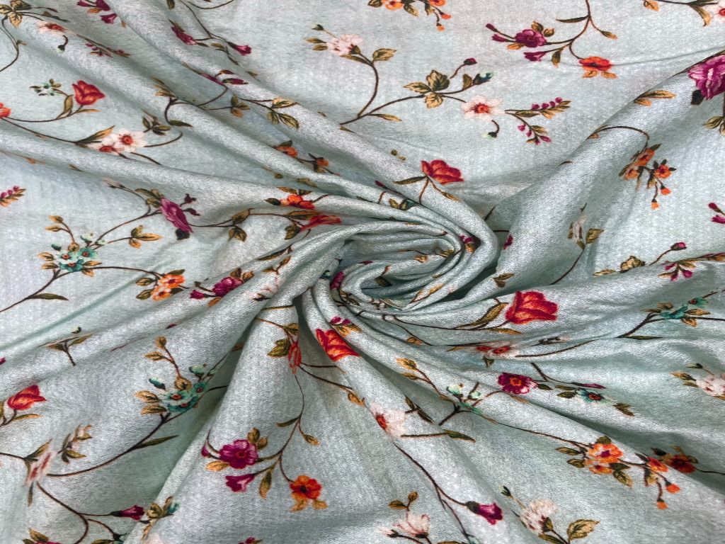 Floral Printed Dobby Silk Fabric