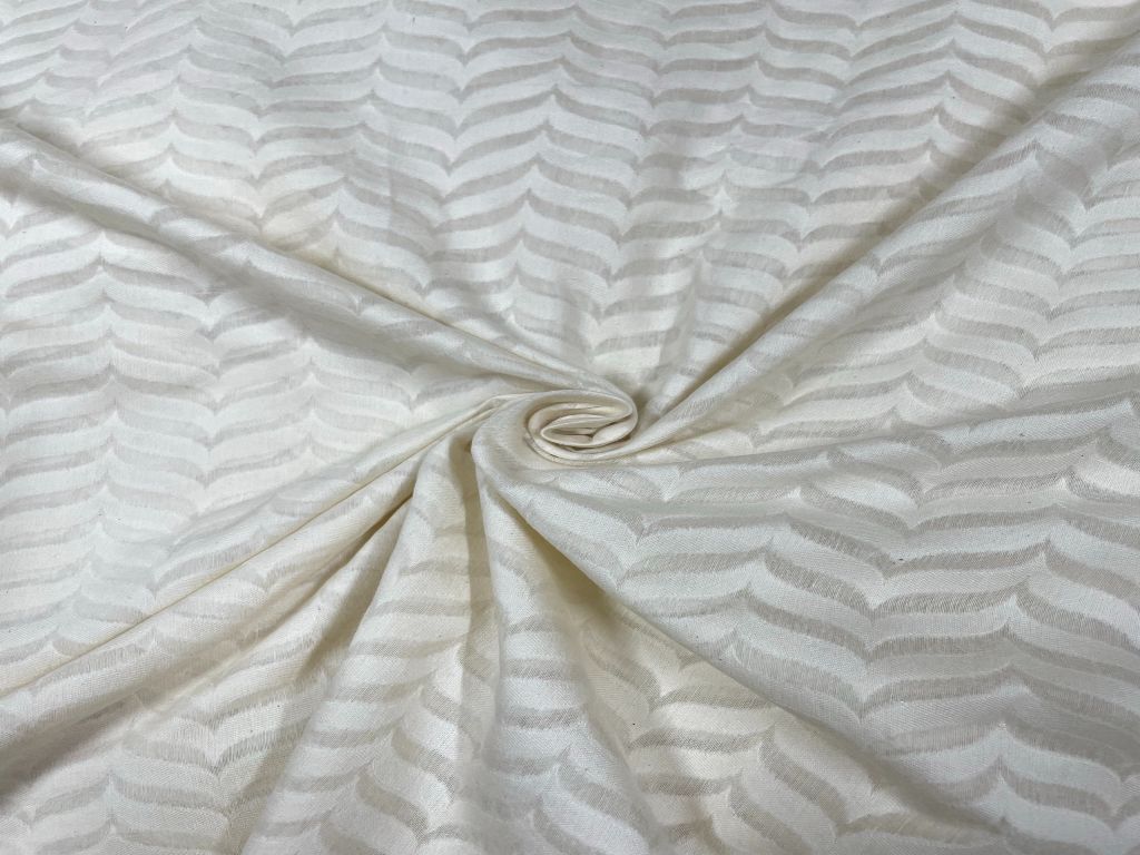 White Abstract Dyeable Pure Chanderi Self Fabric - Kapda Shop