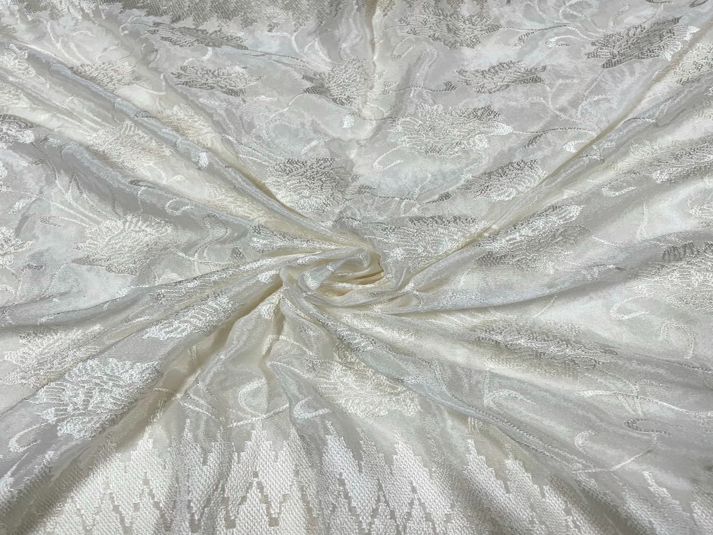 White Traditional Dyeable Embroidered Chiffon Fabric - Kapda Shop