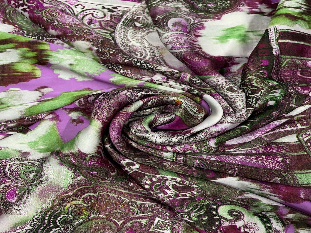 Multicolor Floral Printed Imported Satin Fabric - Kapda Shop