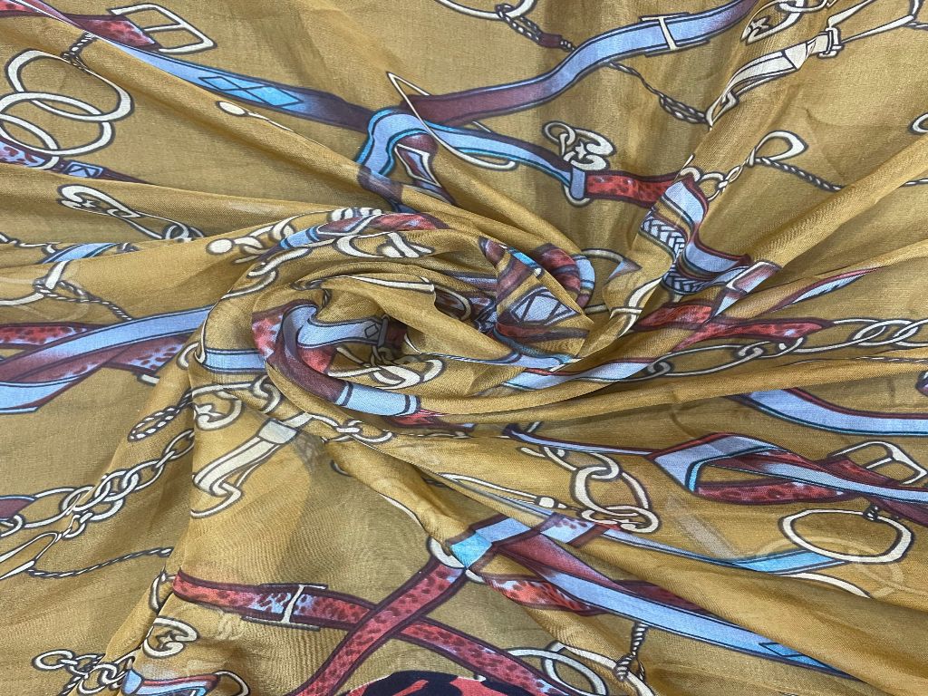 Multicolor Abstract Printed Chiffon Fabric - Kapda Shop