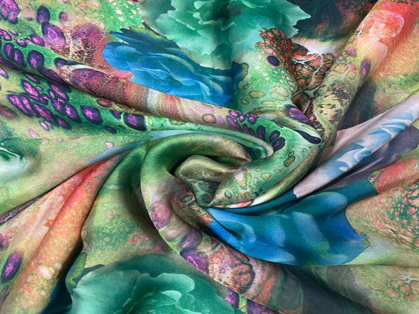 Multicolor Floral Printed Chiffon Fabric