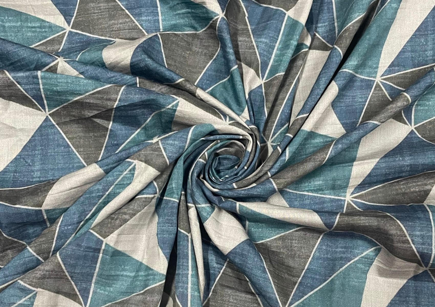Pure Cotton Silk Blue Grey Geometric Print - Kapda Shop