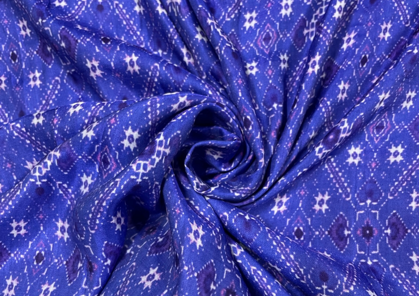 Purple Abstract Printed Pure Cotton Silk Fabric - Kapda Shop