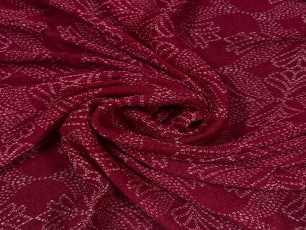 Rasberry Red Floral Chiffon Fabric - Kapda Shop