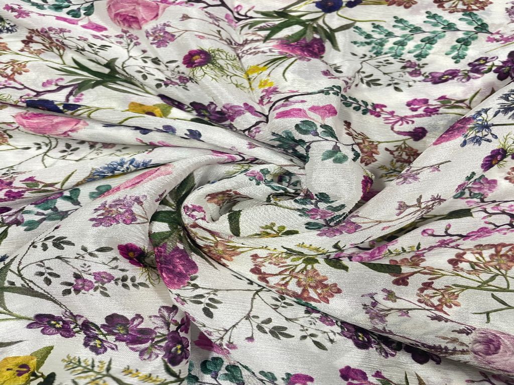 Multicolor Floral Chiffon Fabric - Kapda Shop