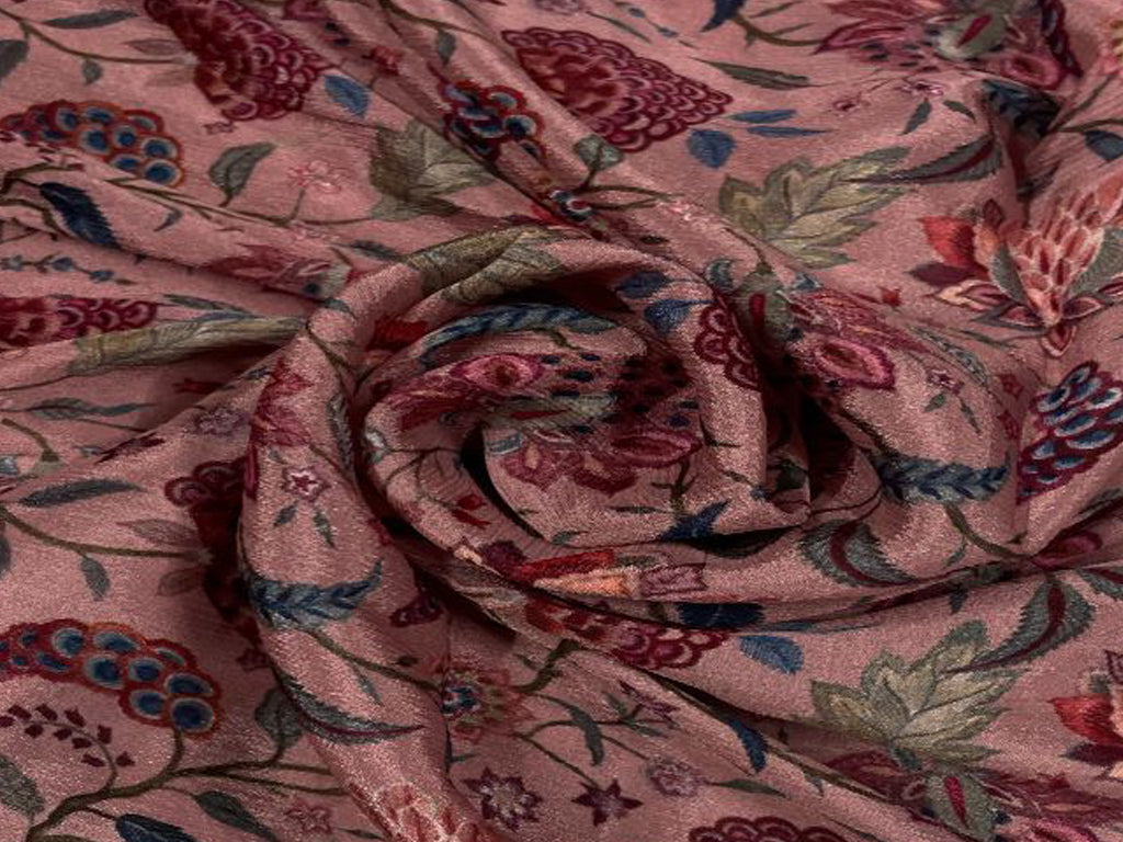 Pink Floral Chiffon Fabric - Kapda Shop