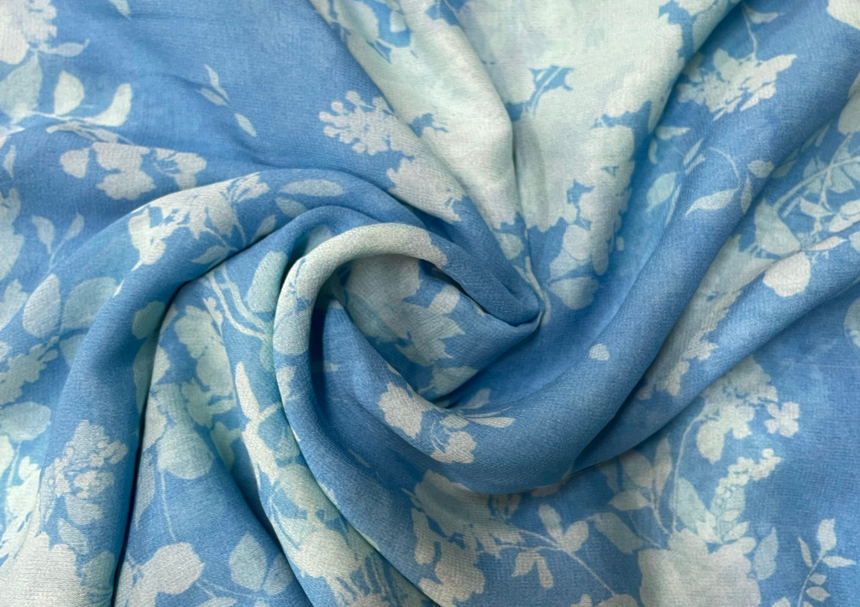Blue Floral Georgette Fabric - Kapda Shop