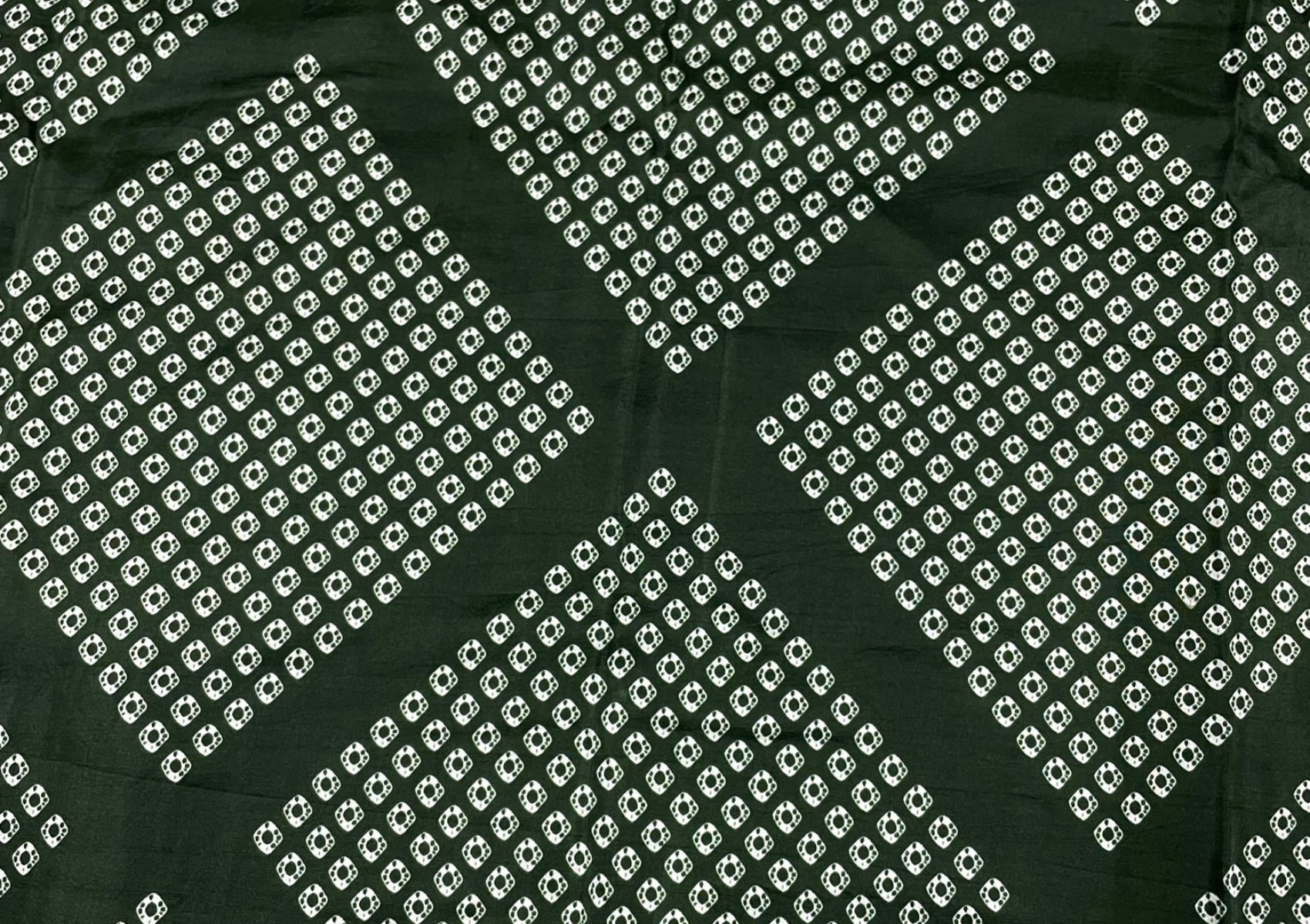 Dark Green Geometric Printed Habutai Silk Fabric - Kapda Shop