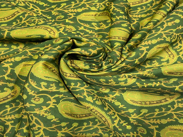 Green Paisleys Printed Georgette Fabric