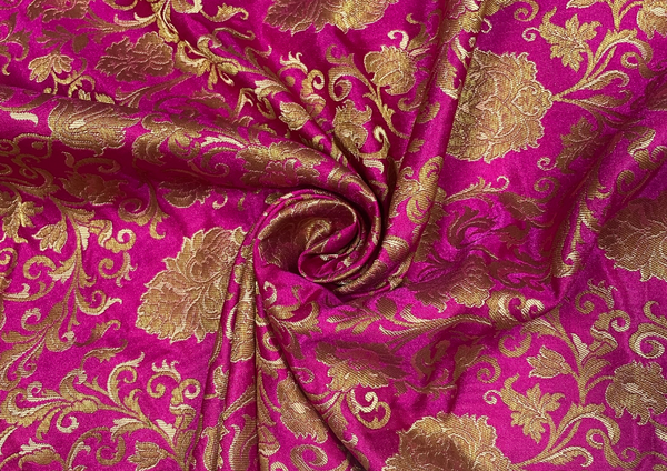 Pink Floral Brocade Fabric