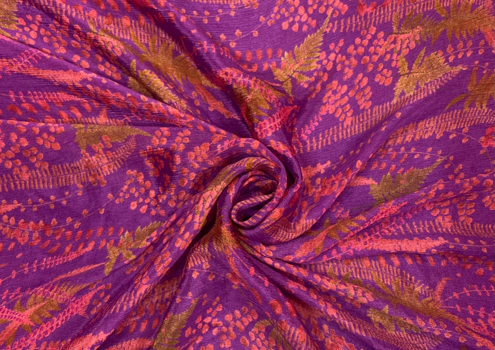 Dark Purple Floral Printed Chiffon Fabric - Kapda Shop