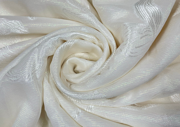White Floral Dyeable Pure Lurex Flat Chiffon Fabric
