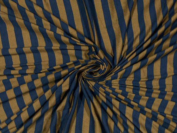 Brown & Blue Stripes Hosiery Lycra Fabric