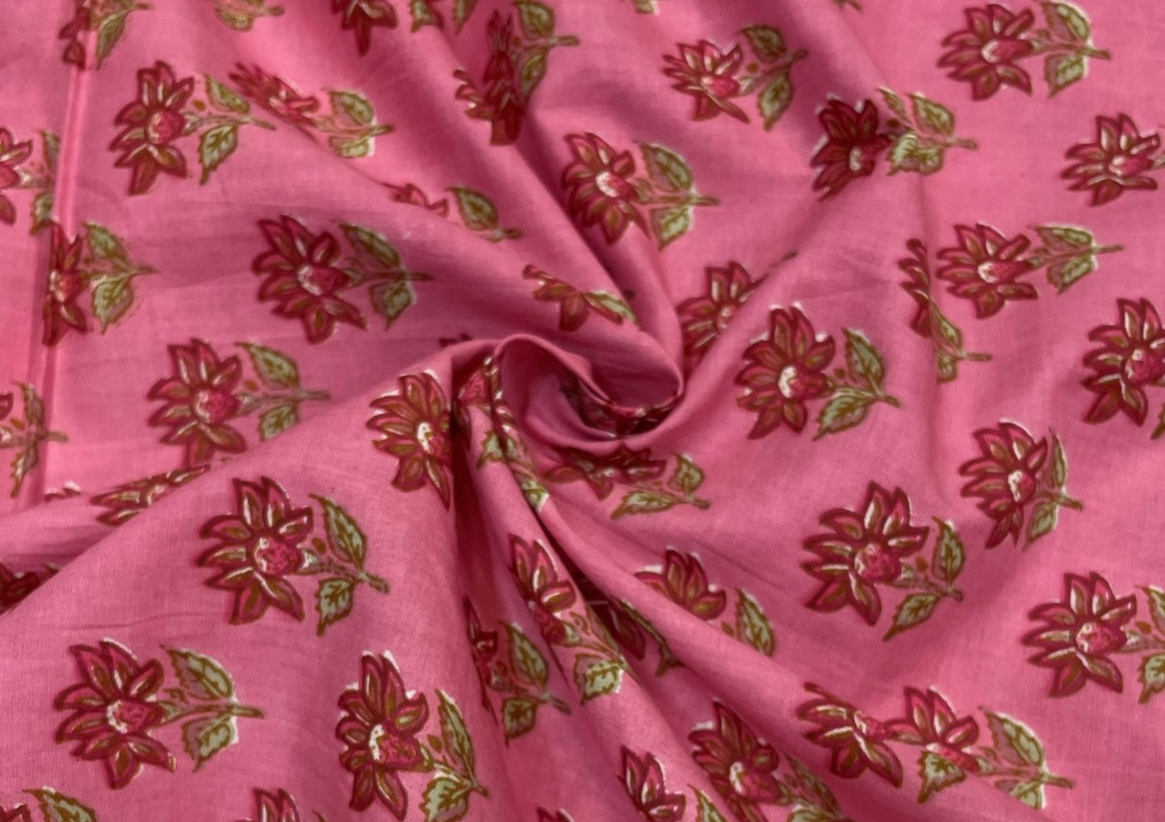 Pink Floral Cotton Cambric Print Fabric - Kapda Shop