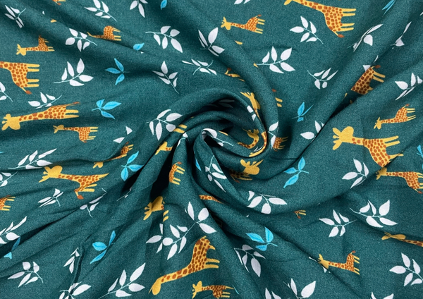 Green Quirky Printed Rayon Fabric