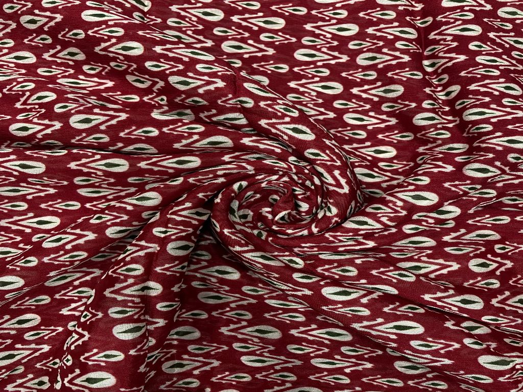 Maroon Abstract Chiffon Fabric - Kapda Shop