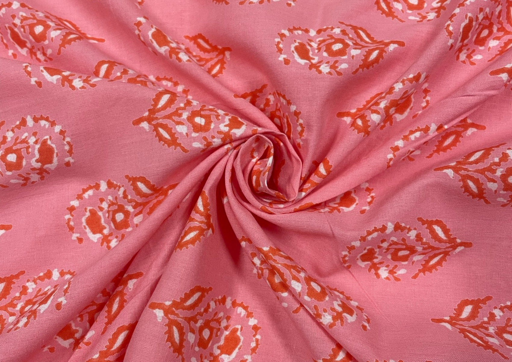 Pink Motifs Cotton Voil Print Fabric - Kapda Shop