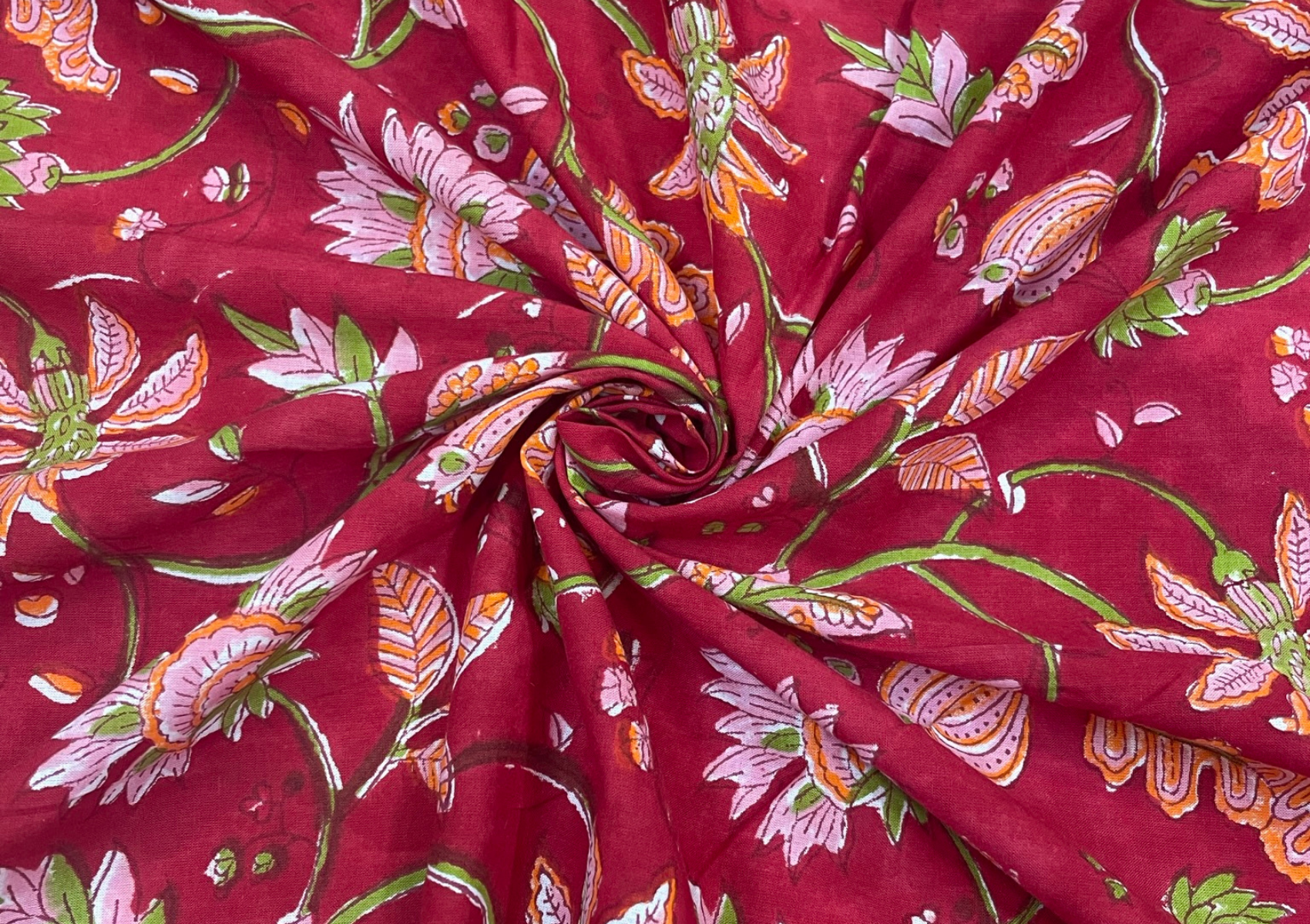 Cotton Voil Red Multicolor Floral Print - Kapda Shop