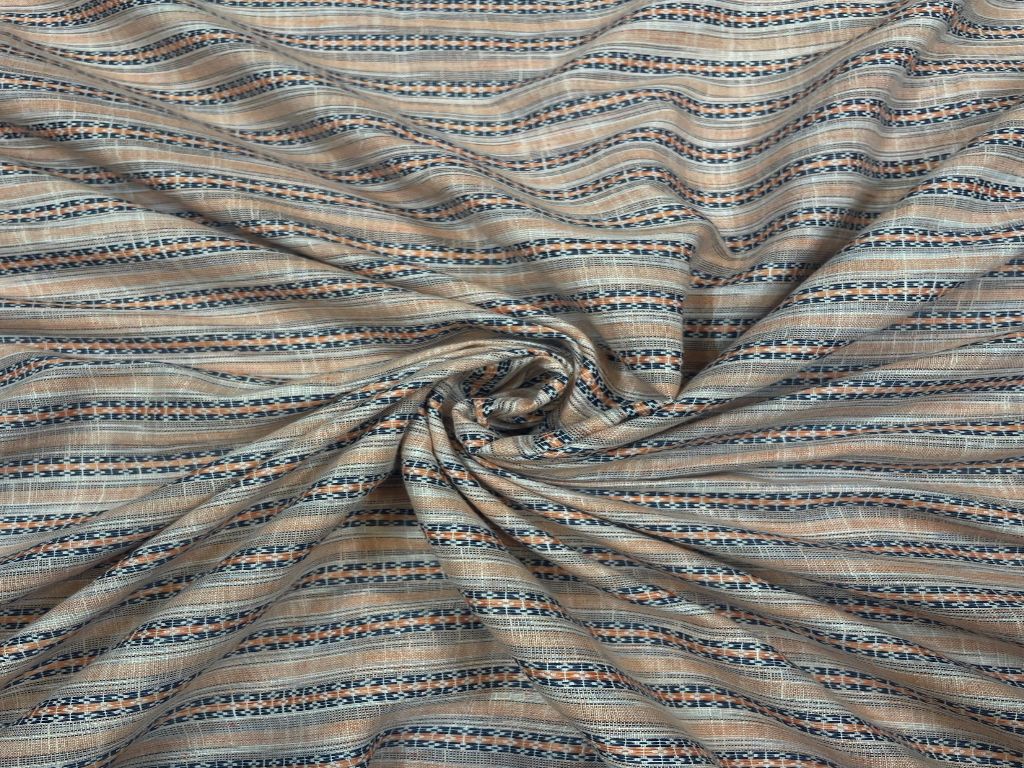 Yarn Dyed Cotton Peach Stripes 1 - Kapda Shop