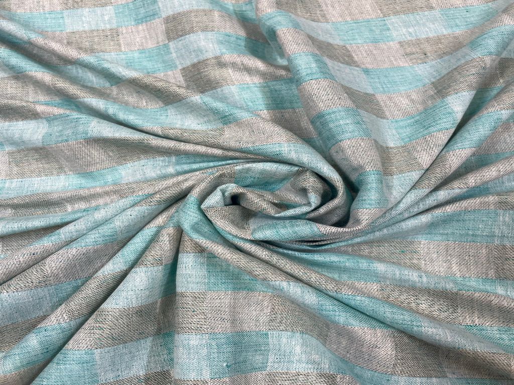 Yarn Dyed Cotton Sea Green Checks - Kapda Shop