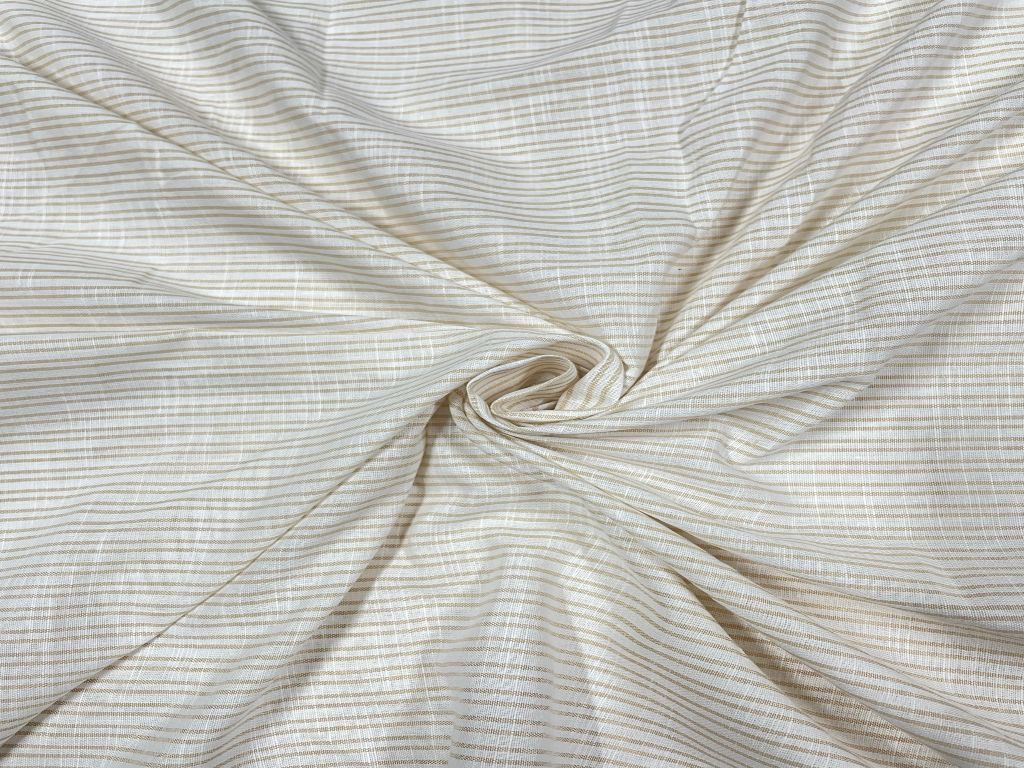 Cream Stripes Yarn Dyed Cotton Fabric - Kapda Shop