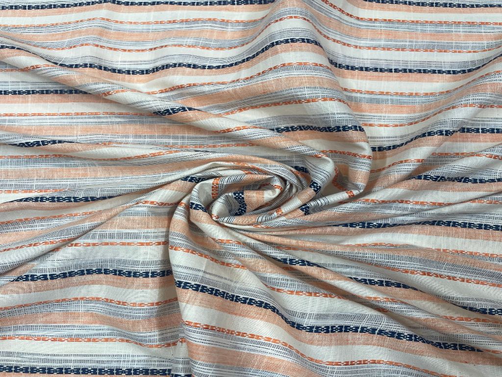 Yarn Dyed Cotton Peach Stripes - Kapda Shop