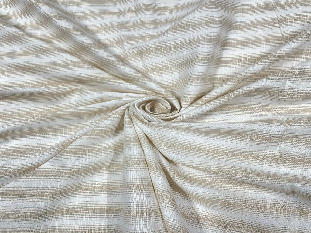Yarn Dyed Cotton Cream Beige Stripes - Kapda Shop