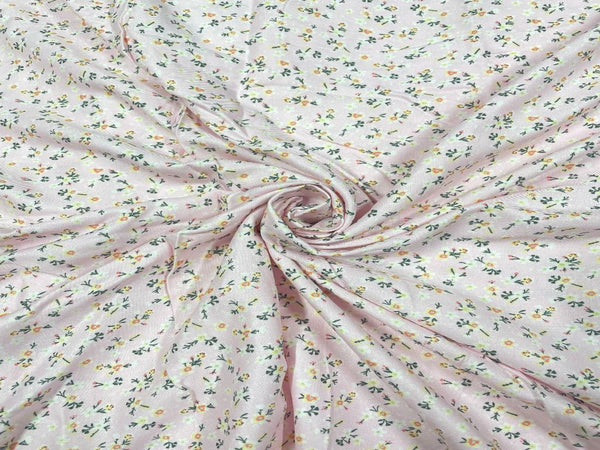 Light Pink Floral Viscose Rayon Fabric