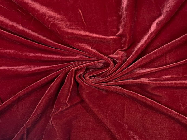 Red & White Plain Velvet Fabric