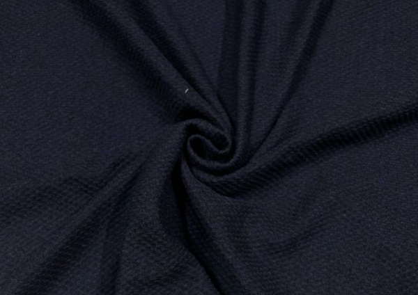 Navy Blue Abstract Wool Fabric